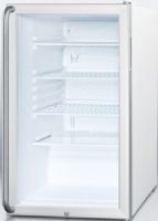 Summit SCR450L7SH Commercially Listed 20" Wide Glass Door All-refrigerator for Freestanding Use, Auto Defrost with Factory Installed Lock and Professional Full-length Handle, White Cabinet, 4.1 cu.ft. capacity, RHD Right Hand Door Swing, Adjustable shelves, Interior light, Adjustable thermostat, 2 Level Legs (SCR-450L7SH SCR 450L7SH SCR450L7 SCR450L SCR450) 