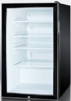 Summit SCR500BL7 Commercially Listed 20" Wide Glass Door All-refrigerator for Freestanding Use, Auto Defrost with Factory Installed Lock, Black Cabinet, 4.1 cu.ft. capacity, Reversible Door, RHD Right Hand Door Swing, Adjustable glass shelves, Interior light with an on/off switch on the manifold, Adjustable thermostat, 2 Level Legs (SCR-500BL7 SCR 500BL7 SCR500BL SCR500B SCR500) 