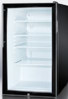 Summit SCR500BL7HV Commercially Listed 20" Wide Glass Door All-refrigerator for Freestanding Use with Auto Defrost, Factory Installed Lock and Professional Thin Handle, Black Cabinet, 4.1 cu.ft. capacity, RHD Right Hand Door Swing, Adjustable glass shelves, Interior light with an on/off switch on the manifold, Adjustable thermostat (SCR-500BL7HV SCR 500BL7HV SCR500BL7 SCR500BL SCR500B SCR500) 