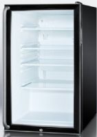 Summit SCR500BL7SHADA Commercially Listed ADA Compliant 20" Wide Glass Door All-refrigerator for Freestanding Use with Auto Defrost, Factory Installed Lock and Long Towel Bar Handle, Black Cabinet, 4.1 cu.ft. capacity, RHD Right Hand Door Swing, Adjustable glass shelves, Interior light with an on/off switch on the manifold (SCR-500BL7SHADA SCR 500BL7SHADA SCR500BL7SH SCR500BL7 SCR500BL SCR500B SCR500) 