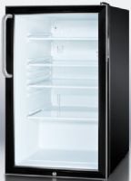 Summit SCR500BL7TBADA Commercially Listed ADA Compliant 20" Wide Glass Door All-refrigerator for Freestanding Use with Auto Defrost, Factory Installed Lock and Towel Bar Handle, Black Cabinet, 4.1 cu.ft. capacity, RHD Right Hand Door Swing, Adjustable glass shelves, Interior light with an on/off switch on the manifold (SCR-500BL7TBADA SCR 500BL7TBADA SCR500BL7TB SCR500BL7 SCR500BL SCR500B SCR500) 