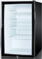 Summit SCR500BLBI7HV Commercially Listed 20" Wide Glass Door All-refrigerator for Built-in Use with Auto Defrost, Factory Installed Lock and Professional Thin Handle, Black Cabinet, 4.1 cu.ft. capacity, RHD Right Hand Door Swing, Adjustable glass shelves, Interior light on and off with a convenient rocker switch (SCR-500BLBI7HV SCR 500BLBI7HV SCR500BLBI7 SCR500BLBI SCR500BL SCR500B SCR500) 