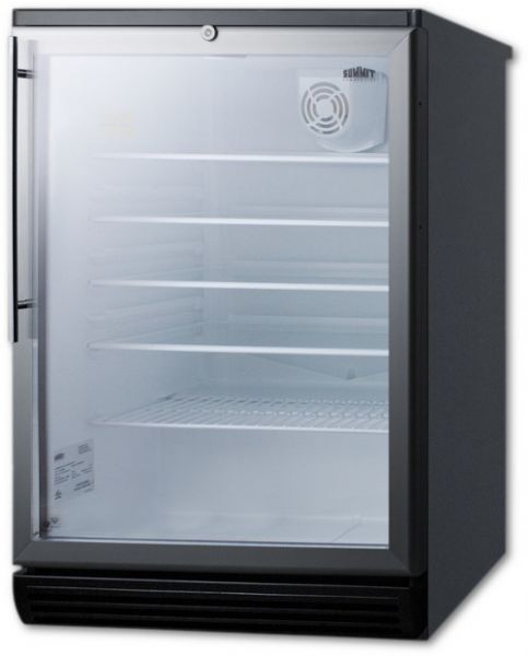 Summit SCR600BGLHV Freestanding Refrigerator With 5.5 cu.ft. Capacity, Factory Installed Lock, CFC Free, Commercially Approved In Aluminum; Slim counter height dimensions, 24
