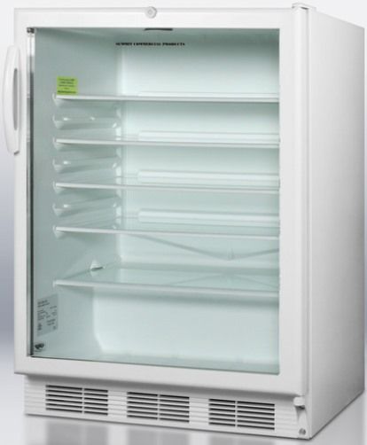 Summit SCR600LBIADA Commercially Approved ADA Compliant Beverage Refrigerator for Built-in Use with Glass Door and Factory installed lock, White Cabinet, 5.5 cu.ft. Capacity, reversible Door, RHD Right Hand Door Swing, Professional stainless steel handle, Double pane tempered glass door, Automatic defrost, One piece interior liner (SCR-600LBIADA SCR 600LBIADA SCR600LBI SCR600L SCR600)