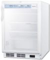 Summit SCR600LBIPROADA Built-In ADA Compliant Commercial All-Refrigerator 24" Wide With Lock, Digital Thermostat, Internal Fan, And Access Port For User-Provided Monitoring Equipment; Glass door, provides a full display of stored contents; Fully finished white cabinet, allows the unit to be used freestanding; Automatic defrost, reduced maintenance with auto defrost system; (SUMMITSCR600LBIPROADA SUMMIT SCR600LBIPROADA SUMMIT-SCR600LBIPROADA) 
