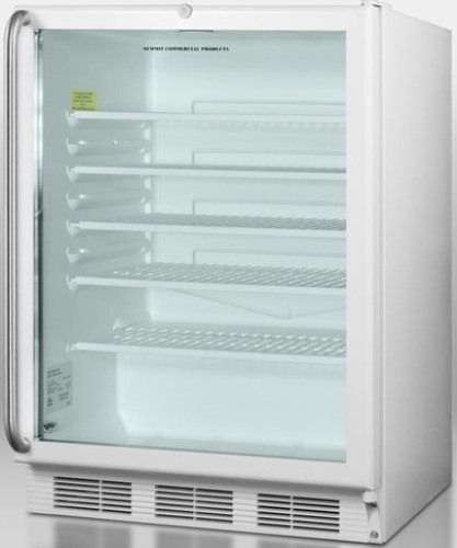 Summit SCR600LBISHADA Commercially Approved ADA Compliant Beverage Refrigerator for Built-in Use with Glass Door, Factory installed lock and Full-length Towel Bar Handle, White Cabinet, 5.5 cu.ft. Capacity, RHD Right Hand Door Swing, Professional stainless steel handle, Double pane tempered glass door (SCR-600LBISHADA SCR 600LBISHADA SCR600LBISH SCR600LBI SCR600L SCR600)