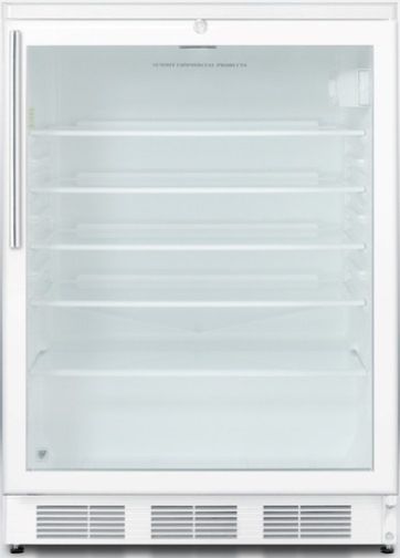 Summit SCR600LBIHVADA Commercially Approved ADA Compliant Beverage Refrigerator for Built-in Use with Glass Door, Factory installed lock and Thin Handle, White Cabinet, 5.5 cu.ft. Capacity, RHD Right Hand Door Swing, Professional stainless steel handle, Double pane tempered glass door, Automatic defrost (SCR-600LBIHVADA SCR 600LBIHVADA SCR600LBIHV SCR600LBI SCR600L SCR600)