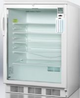 Summit SCR600LBIPLUS Commercially Approved Built-in Glass Door Refrigerator with Traceable Thermometer and Factory Installed Lock, White Cabinet, 5.5 Cu.Ft. Capacity, RHD Right Hand Door Swing, Automatic defrost, Internal fan with gel packs, Hospital grade cord with 'green dot' plug, Adjustable glass shelves (SCR-600LBIPLUS SCR 600LBIPLUS SCR600LBI SCR600L SCR600) 