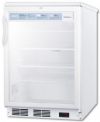 Summit SCR600LPRO Glass Door Commercial All-Refrigerator 24" Wide With Lock, Digital Thermostat, Internal Fan, And Access Port For Userprovided Monitoring Equipment; Glass door, provides a full display of stored contents; Automatic defrost, reduced maintenance with auto defrost system; Fully finished white cabinet, allows the unit to be used freestanding; (SUMMITSCR600LPRO SUMMIT SCR600LPRO SUMMIT-SCR600LPRO) 