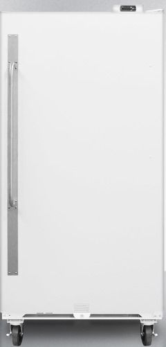 Summit SCUF18 Freestanding Upright Freezer with Interior Light, Adjustable Shelves, Door Storage, Casters, Precision Digital Thermostat and Approved for Commercial Use, 17.7 Cu. Ft. Capacity, White Body Color, White Door Color, Right Hand Door Swing, Frost-Free Defrost Type, 1 Pull-Out Baskets (SCUF-18 SCUF 18)