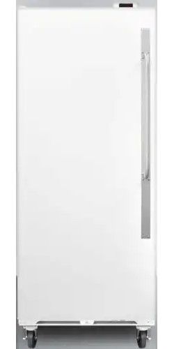 Summit SCUF20LHD Commercially Approved Large Capacity Upright All-freezer, White, 21 cu.ft. Capacity, LHD Left Hand Door Swing, Frost-free operation, Factory installed lock provides security you can count on, Professional towel bar handle, Gallon Door Storage, Can Storage, Sturdy 6