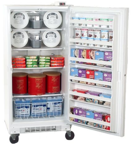 Summit SCUF25 Freestanding Upright Freezer with Interior Light, Adjustable Shelves, Door Storage, Casters, Side Lock, Precision Digital Thermostat and Approved for Commercial Use, 24.7 Cu. Ft Capacity, White Body Color, White Door Color, Right Hand Door Swing, Frost-Free Defrost Type, 4 Adjustable Wire Shelves (SCUF-25 SCUF 25)