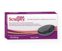 Sculpey S01G Original Oven Bake Gray Clay 1 lb; Clay is soft and pliable; It works and feels like ceramic clay, but will not dry out when exposed to air; After baking, it can be sanded, drilled, carved, and painted with water-based acrylic paints; Gray, 1 lb; Bake at 275 F degrees (130 C degrees) for 15 minutes per .25" (6 mm) thickness; DO NOT MICROWAVE; Baking should be completed by an adult; UPC 715891111635 (SCULPEYS01G SCULPEY-S01G SCULPEY/S01G ARTWORK) 