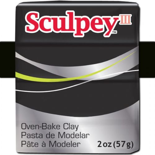 Sculpey S302-042 Polymer Clay, 2oz, Black; Sculpey III is soft and ready to use right from the package; Stays soft until baked, start a project and put it away until you're ready to work again, and it won't dry out; Bakes in the oven in minutes; This very versatile clay can be sculpted, rolled, cut, painted and extruded to make just about anything your creative mind can dream up; UPC 715891110423 (SCULPEYS302042 SCULPEY S302042 S302-042 III POLYMER CLAY BLACK)