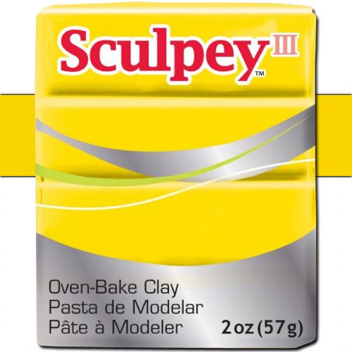 Sculpey S302-072 Polymer Clay, 2oz, Yellow; Sculpey III is soft and ready to use right from the package; Stays soft until baked, start a project and put it away until you're ready to work again, and it won't dry out; Bakes in the oven in minutes; This very versatile clay can be sculpted, rolled, cut, painted and extruded to make just about anything your creative mind can dream up; UPC 715891110720 (SCULPEYS302072 SCULPEY S302072 S302-072 III POLYMER CLAY YELLOW)