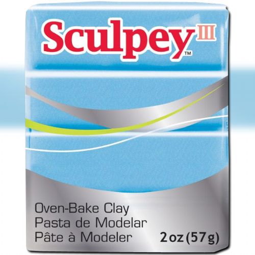 Sculpey S302-1103 Polymer Clay, 2oz, Blue Pearl; Sculpey III is soft and ready to use right from the package; Stays soft until baked, start a project and put it away until you're ready to work again, and it won't dry out; Bakes in the oven in minutes; This very versatile clay can be sculpted, rolled, cut, painted and extruded to make just about anything your creative mind can dream up; UPC 715891111031 (SCULPEYS3021103 SCULPEY S3021103 S302-1103 III POLYMER CLAY BLUE PEARL)