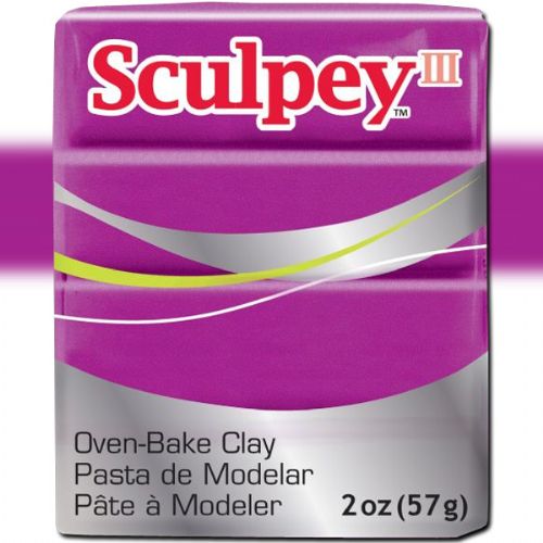 Sculpey S302-1112 Polymer Clay, 2oz, Fuchsia Pearl; Sculpey III is soft and ready to use right from the package; Stays soft until baked, start a project and put it away until you're ready to work again, and it won't dry out; Bakes in the oven in minutes; This very versatile clay can be sculpted, rolled, cut, painted and extruded to make just about anything your creative mind can dream up; UPC 715891111123 (SCULPEYS3021112 SCULPEY S3021112 S302-1112 III POLYMER CLAY FUCHSIA PEARL)