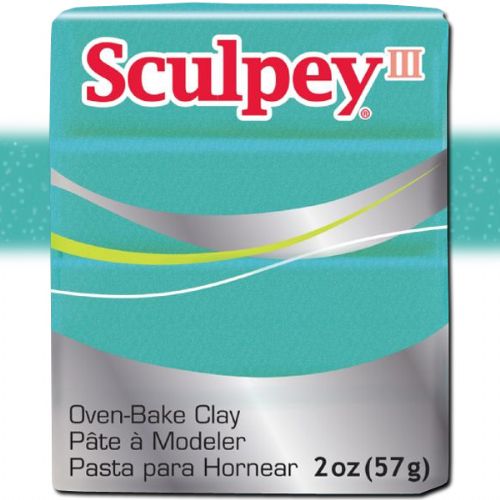 Sculpey S302-538 Polymer Clay, 2oz, Teal Pearl; Sculpey III is soft and ready to use right from the package; Stays soft until baked, start a project and put it away until you're ready to work again, and it won't dry out; Bakes in the oven in minutes; This very versatile clay can be sculpted, rolled, cut, painted and extruded to make just about anything your creative mind can dream up; UPC 715891115381 (SCULPEYS302538 SCULPEY S302538 S302-538 III POLYMER CLAY TEAL PEARL)