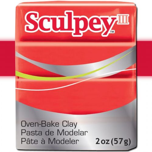 Sculpey S302-583 Polymer Clay, 2oz, Red Hot Red; Sculpey III is soft and ready to use right from the package; Stays soft until baked, start a project and put it away until you're ready to work again, and it won't dry out; Bakes in the oven in minutes; This very versatile clay can be sculpted, rolled, cut, painted and extruded to make just about anything your creative mind can dream up; UPC 715891115831 (SCULPEYS302583 SCULPEY S302583 S302-583 III POLYMER CLAY RED HOT RED)