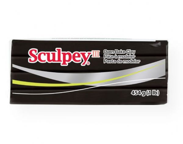 Sculpey S31042 III Oven-Bake Clay Black; Available in convenient, economical one pound sizes; Black and white colors only; Shipping Weight 1.00 lb; Shipping Dimensions 5.2 x 2.3 x 1.9 in; UPC 715891042168 (SCULPEYS31042 SCULPEY-S31042 III-S31042  MODELING SCULPTING)