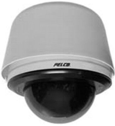 Pelco SD4N27-PG-E0 Spectra IV IP Series Network Dome Camera, Light Gray Back Box/Smoked Lower Dome, Pan/Tilt/Zoom, For Outdoor Use, Pendant Mount, NTSC Video Format, MPEG-4 & MJPEG, 540 TV Lines Horizontal Resolution, 12X Digital Zoom, 1/2 sec - 1/30000 sec Exposure Range, 0.65 lux Minimum Illumination - Color, Audio Support (SD4N27PGE0 SD4N27PG-E0 SD4N27-PGE0 SD4N27 PG-E0)