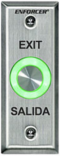 Seco-Larm SD-6176-SS1Q ENFORCER Piezoelectric Illuminated Request-to-Exit Wall Plate; Slimline, Programmable Red/Green Round Button with 