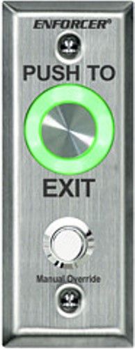 Seco-Larm SD-6176-SSVQ ENFORCER Piezoelectric Illuminated Request-to-Exit Wall Plate; Slimline, Programmable Red/Green Round Button with Manual Override; 