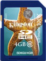 Kingston SD6G2/4GB Ultimate Flash memory card, 4 GB Storage Capacity, 133 x 20 MB/s write Speed Rating, Class 6 SD Speed Class, SDHC Memory Card Form Factor, 3.3 V Supply Voltage, Write protection switch Features, 1 x SDHC Memory Card Compatible Slots, Plug and Play Compliant Standards, UPC 740617182705 (SD6G24GB SD6G2-4GB SD6G2 4GB) 