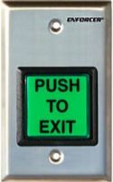 Seco-Larm SD-7202GC-PEQ ENFORCER Illuminated Push-to-Exit Wall Plate; Metal Case; Large (2" square), illuminated, momentary push button; "PUSH TO EXIT" message can be replaced with "PRESIONE PARA SALIR" message; NO/NC contacts rated 10A@125VAC; Pushbutton illuminated with LED for longer life (SD7202GCPEQ SD7202GC-PEQ SD-7202GCPEQ)  
