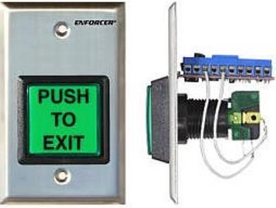Seco-Larm SD-7202GC-PTQ ENFORCER Illuminated Push-to-Exit Plate with Built-in Timer (1~180 sec.); Single-gang faceplate; Large (2