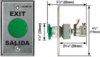 Seco-Larm SD-7213-GSP ENFORCER Request-to-Exit Single-gang Plate with Pneumatic Timer, 1-1/2" Green mushroom-cap button, Built-in pneumatic timer - no power required (1~60s), Excellent for installations where supplying additional timer power is inconvenient, Reliable American-made pneumatic components (SD7213GSP SD7213-GSP SD-7213GSP)  