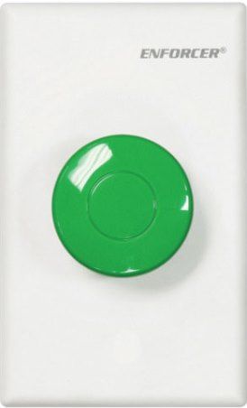 Seco-Larm SD-7217GWQ ENFORCER Non-Illuminated White Push-to-Exit Single-gang White Plate, Plastic face-plate, Fits into standard single-gang box, Green mushroom cap push button, NO/NC contact rated 5A@125VAC, No exposed screws and no 
