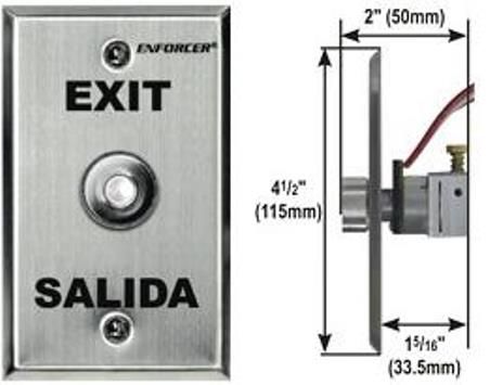 Seco-Larm SD-7273-SSP ENFORCER Request-to-Exit Single-gang Plate with Pneumatic Timers, Stainless-steel pushbutton, Built-in pneumatic timer - no power required (1~60s), Excellent for installations where supplying additional timer power is inconvenient, Reliable American-made pneumatic components, D.P.S.T., NO/NC contact rated 5A@125VAC, 