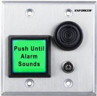 Seco-Larm SD-7428-GSEQ ENFORCER Push-to-Exit Plate with Delayed Egress Timer; Double-Gang, Green 1-1/2" (38mm) Square Button; Programmable nuisance delay timer (0~3 seconds) to prevent accidental door unlocking; Adjustable pre-delay timer (1~30 seconds until the door unlocks); 12~24 VDC Operation; Form C relay outputs for lock relay and remote alarm relay (SD7428GSEQ SD7428-GSEQ SD-7428GSEQ)  