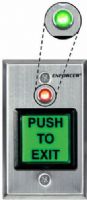 Seco-Larm SD-7623-GSTQ ENFORCER Illuminated Push-to-Exit Plate with Dual-Color Red/Green LED and Timer; Large illuminated pushbutton with caption "PUSH TO EXIT"; Stainless-steel single-gang plate; 12/24 VDC Operation; Rated 5A@125VAC; Pushbutton LED replacement bulb included; Pushbutton LED gives over 50000 hours of illumination (SD7623GSTQ SD7623-GSTQ SD-7623GSTQ)  