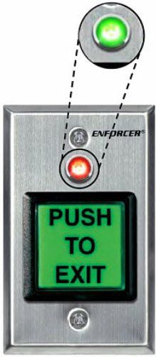 Seco-Larm SD-7623-GSTQ ENFORCER Illuminated Push-to-Exit Plate with Dual-Color Red/Green LED and Timer; Large illuminated pushbutton with caption 