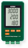 Extech SD910 DC Voltage datalogger, 3-Channel, Records Data to SD card in Excel Format with NIST Calibration; Triple LCD simultaneously displays three DC Voltage (mV) channels; Datalogger date/time stamps and stores readings on an SD card in Excel format for easy transfer to a PC; Selectable data sampling rate: 2, 5, 10, 30, 60, 120, 300, 600 seconds or Auto; UPC: 793950439128 (EXTECHSD910NIST EXTECH SD910-NIST DATALOGGER) 