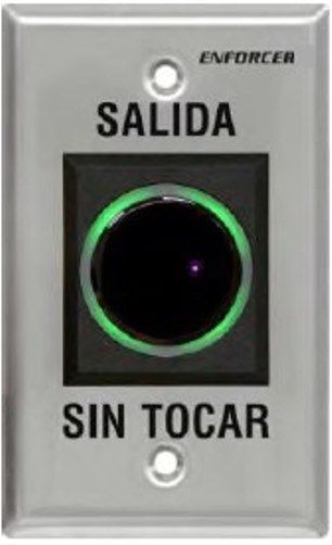 Seco-Larm SD-927PKC-NSQ ENFORCER No Touch Request-to-Exit Sensor with Spanish Message; Sin Tocar/Salida printed on plate; No Touch - just wave a hand in front of sensor; Sensing range up to 4