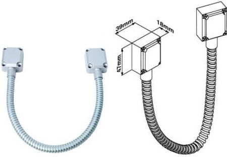Seco-Larm SD-969-S18 ENFORCER Armored Door Cord with Aluminum End Caps, Heavy-duty, 18 Surface-mounted stainless-steel cables, Designed to conduct power to electric locks or access systems mounted in doors, Inside Door Cord Diameter 0.315