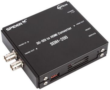 Opticis SDIH-200 SDI to HDMI Converter; Supports multi-rate SDI formats; Equipped one 3G-SDI input and Loop-through output; Equalizes one HDMI1.3 output; Input status LED; Input voltage range: +5 to 24V; Dimensions 4.13