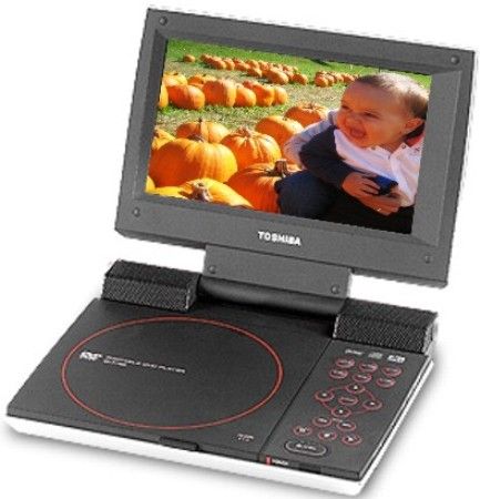 Toshiba SD-P1400 Refurbished 7-Inch Diagonal Portable DVD Player, 10-bit/54 MHz Video Digtial/Analog Converter, JPEG Viewer, Panel Resolution 480 x 234, 3-D Virtual Surround Sound, 24-Bit/192kHz Audio Digital/Analog Converter, Dolby Digital and DTS Compatible Output, WMA & MP3 Playback, 3-Hour Battery, UPC 022265980231 (SDP1400 SD P1400 SDP-1400)