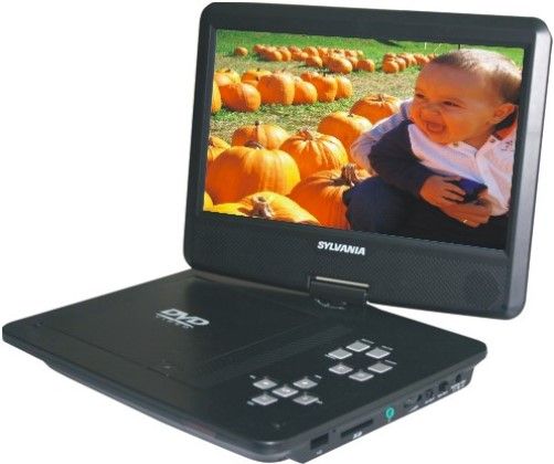 Sylvania SDVD1030 Portable DVD Player 10-inch TFT LCD Swivel Screen with 16:9 Aspect Ratio and Multiple Angle Viewing; Built In 5 Hour Lithium Ion Rechargeable Battery Gives you Enough for 2 Movies on 1 Charge; Built-in stereo speakers; Plays back DVDs, CDs as well JPEGs and MP3 files; Play Music, Movies and View Pictures Downloaded onto a USB or SD Card (SD-VD1030 SDV-D1030 SDVD-1030 SDVD 1030)
