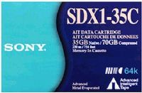 Sony SDX1-35C Storage media AIT 35 GB to 91 GB Compressed Capacity, 230 m Tape Length, AIT-1 Recording Standard, Advance Metal Evaporated (AME), Diamond Like Carbon (DLC) surface, Memory in Cassette (MIC) (SDX 1 35C SDX-1-35C SDX 1-35C SDX-135C SDX 135C SDX135C) 