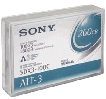 Sony SDX3-100C AIT Advanced Intelligent Tape, 100GB native 260GB compressed capacity, 230 m - 754 feet long (SDX3100C SD-X3100C SDX3-100 SDX-3100C SDX3100)