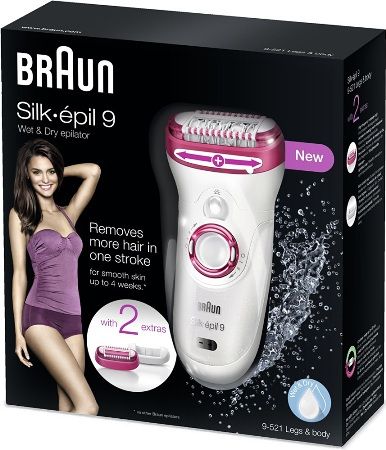 Braun SE9521 Silk-epil 9 Wet & Dry Epilator, Wet & Dry Usage, Skin Contour Adaptation, High Frequency Massage System, MicroGrip Tweezer Technology, Speed Personalization, Cordless Operation, 1 Hour Full Charging Time Provides Up To 40 Mins. Running Time, Ergonomic Angle, UPC 069055870921 (SE-9521 SE 9521)