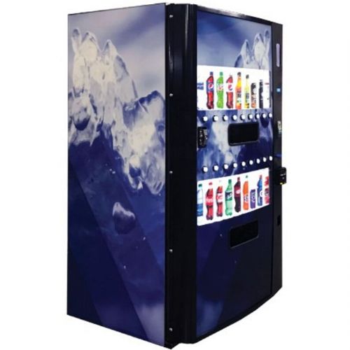 Seaga PR2018 Multibeverage Vending Machine with Changer and Bill Acceptor; Optional credit/debit card reader and mobile payments ready; Accepts the largest variety of payment methods of any cashless system available; This platform allows you to vend 8 oz, 8.3 oz, 9.5 oz, 11 oz, 12 oz, 13.7 oz, 14 oz, 16 oz, 16.9 oz, 18.5 oz, and 20 oz bottles, including never before vendible glass and square shaped bottle products (SEAGAPR2018 SEAGA PR2018 VENDING MACHINE) 
