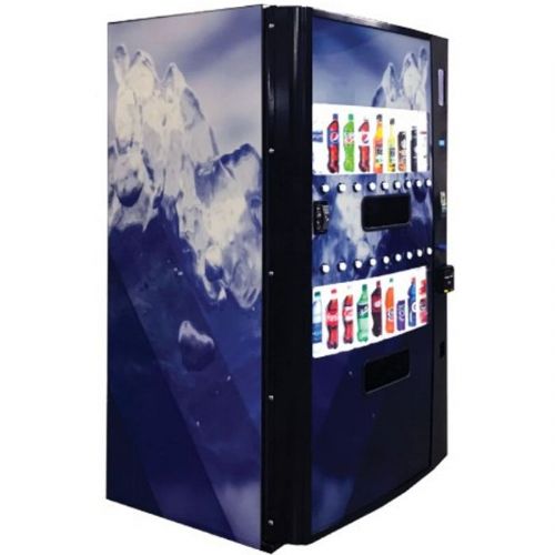 Seaga PR2018 Multibeverage Vending Machine with Changer and Bill Acceptor; Optional credit/debit card reader and mobile payments ready; Accepts the largest variety of payment methods of any cashless system available; This platform allows you to vend 8 oz, 8.3 oz, 9.5 oz, 11 oz, 12 oz, 13.7 oz, 14 oz, 16 oz, 16.9 oz, 18.5 oz, and 20 oz bottles, including never before vendible glass and square shaped bottle products (SEAGAPR2018 SEAGA PR2018 VENDING MACHINE)