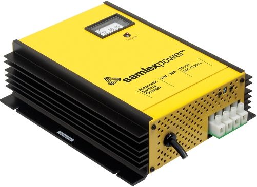 Samlex SEC-1230UL Automatic Switch Mode Commercial Grade Battery Charger, 12 Volt, 30 Amp; Safety Listed; Advanced fully automatic three-stage 30 Amp battery charger is ideal for charging all types of 12 Volt lead-acid batteries: Flooded, Absorbed Glass Mat (AGM) & Gel Cell, from a 120V 60Hz or 230V 50Hz AC source (SEC1230UL SEC 1230UL SEC-1230-UL SEC-1230 UL)