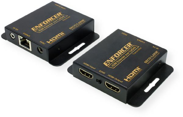 Seco-Larm MVE-AH1E1-01NQ HDMI Extender over Single Cat5e/6, Black; Supports Resolutions from 480i to 1080p; HDMI Loop Output for Local HDMI Display; Plug and play Operation; IR Pass-through for Remote Control Extension and Operation; EDID Management Switch; (2) 5VDC Power Supplies Included; Overall Dimensions: 3.87