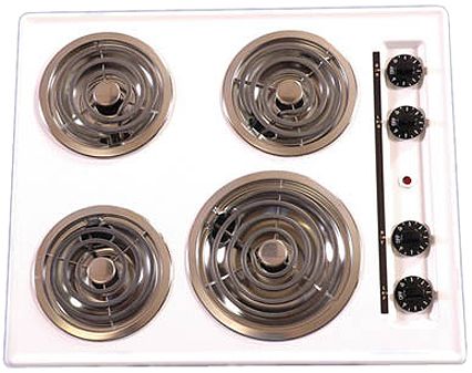 Summit SEL03 Electric Cooktop, 24 inches, Bisque, Porcelain top, One 8 inch and three 6 inch coil burners, Pilot ignition, Electronic Ignition, Porcelain Main Top, Bisque Body Color, Bisque Door Color (SEL-03 SEL 03 SEL0 SEL SEL03)